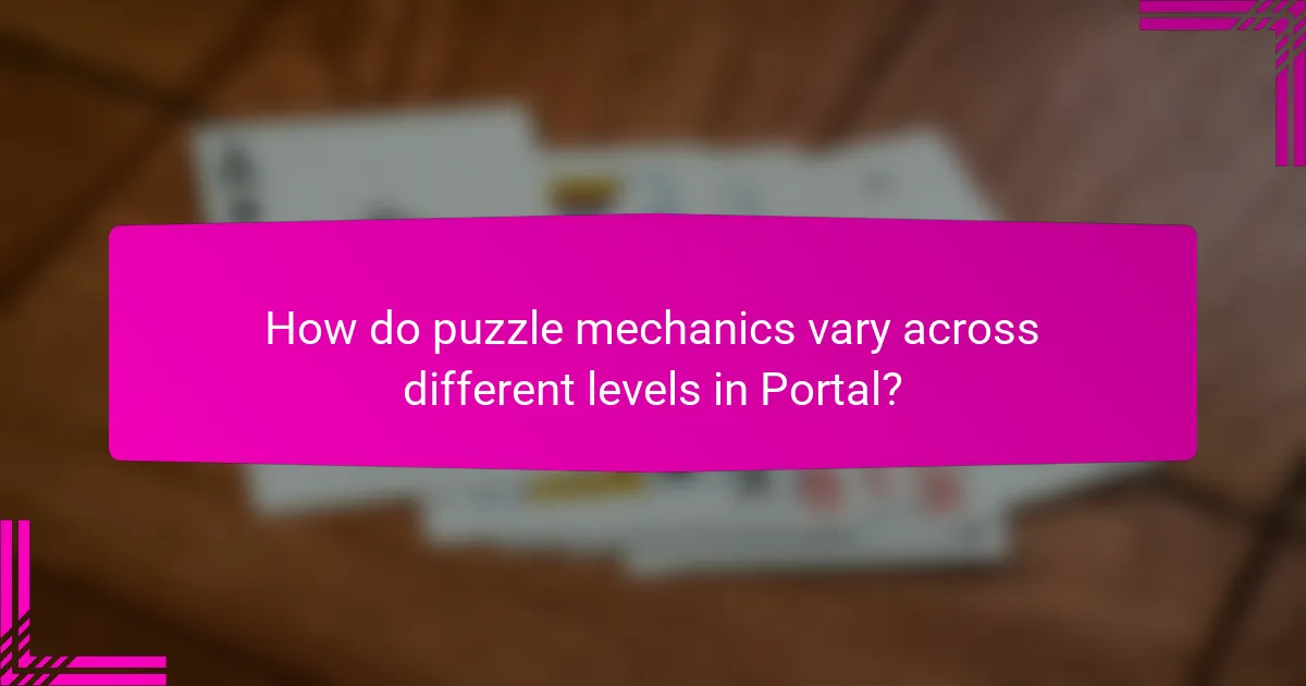 How do puzzle mechanics vary across different levels in Portal?