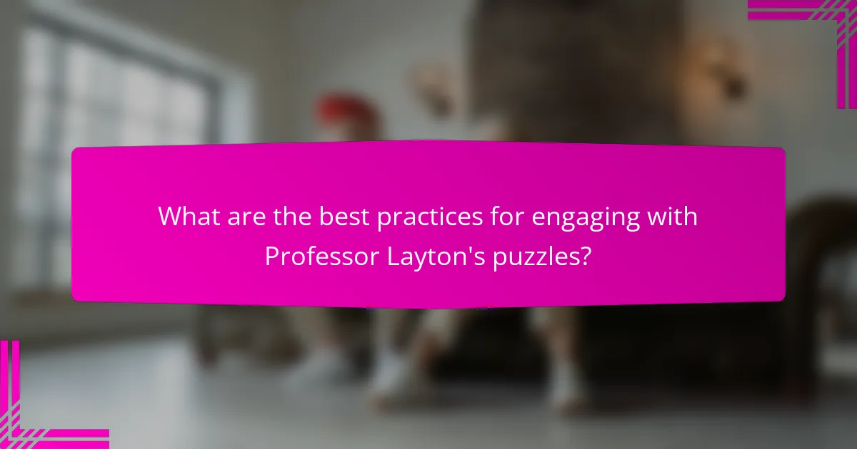 What are the best practices for engaging with Professor Layton's puzzles?