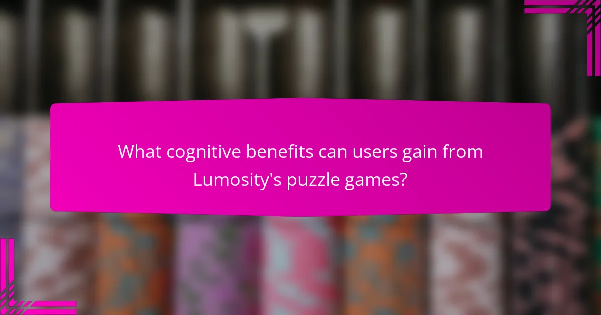 What cognitive benefits can users gain from Lumosity's puzzle games?