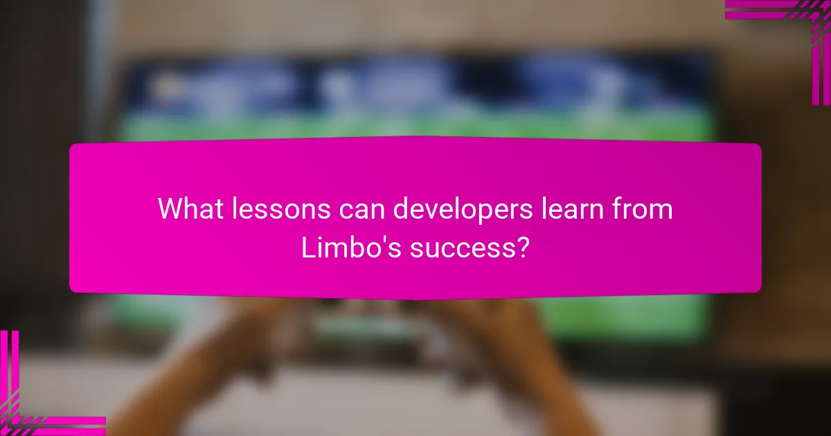 What lessons can developers learn from Limbo's success?
