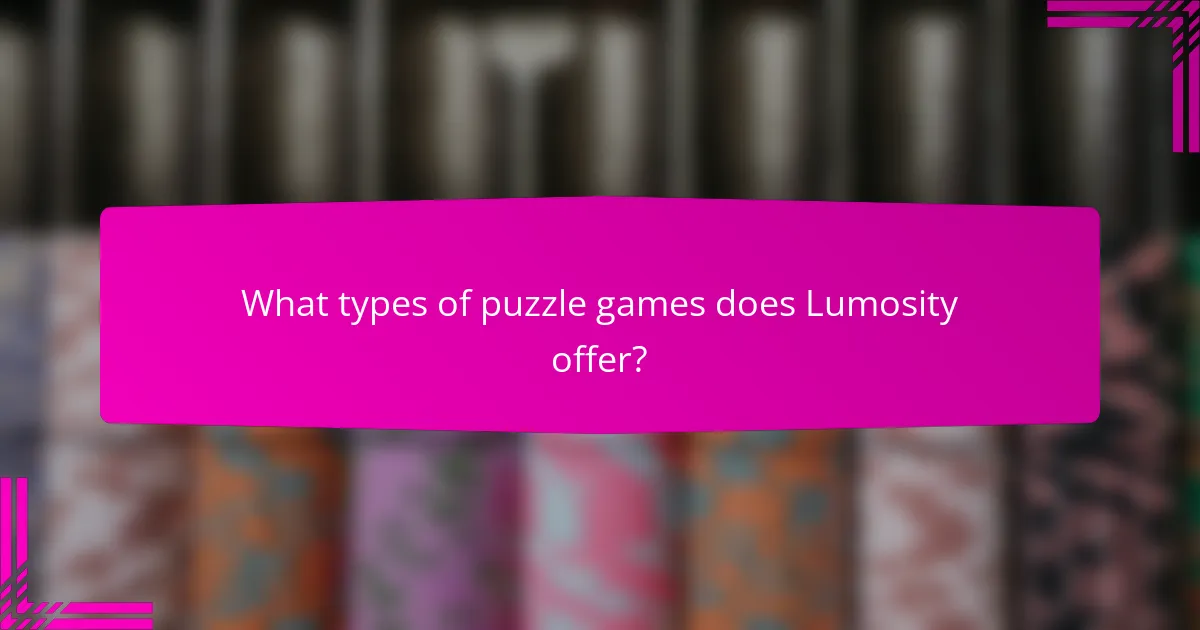 What types of puzzle games does Lumosity offer?