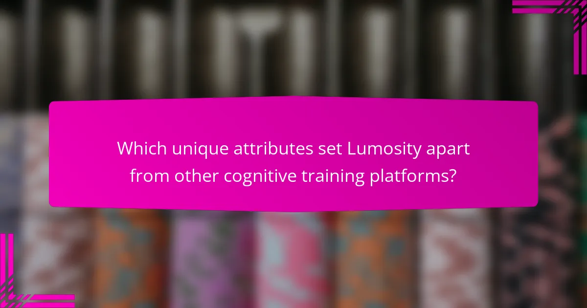 Which unique attributes set Lumosity apart from other cognitive training platforms?